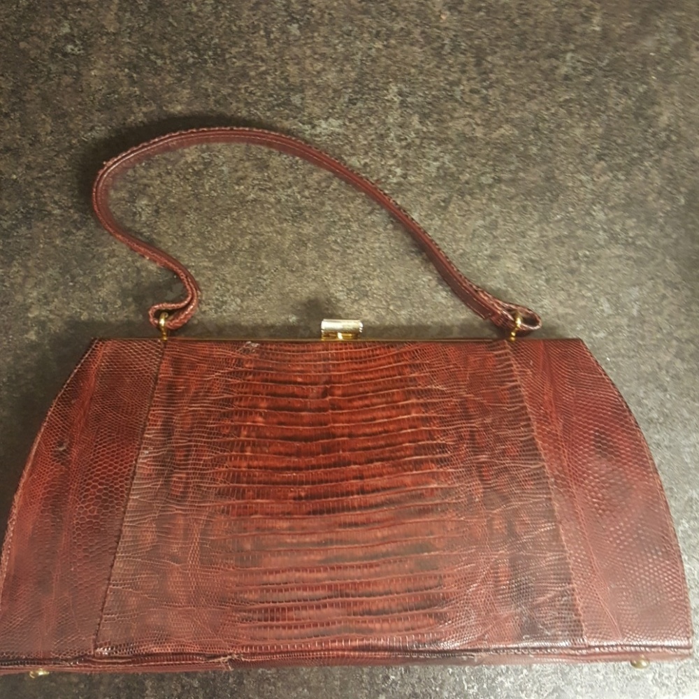 Gorgeous lizard skin small clutch
